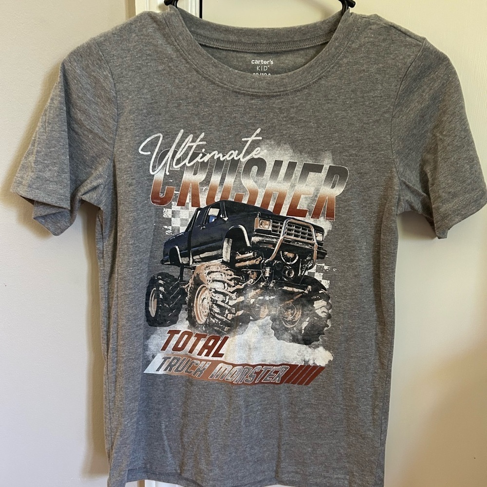 NWOT Carter's Kids Gray Monster Truck T-Shirt, Size 10